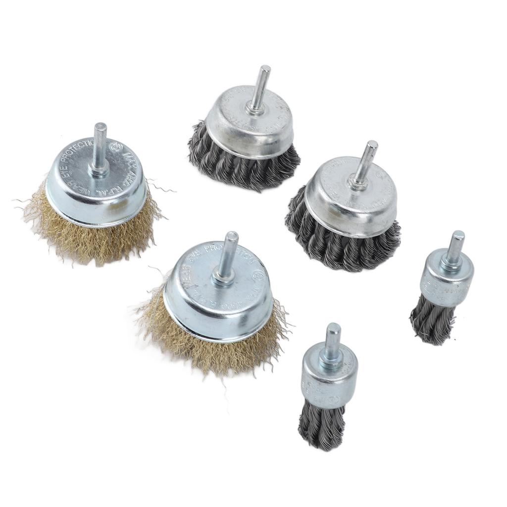 6 pezzi Spazzola metallica per trapano Set di spazzole a tazza multifunzionali per lucidatura di metalli Rimozione di ruggine e sbavature di vernice