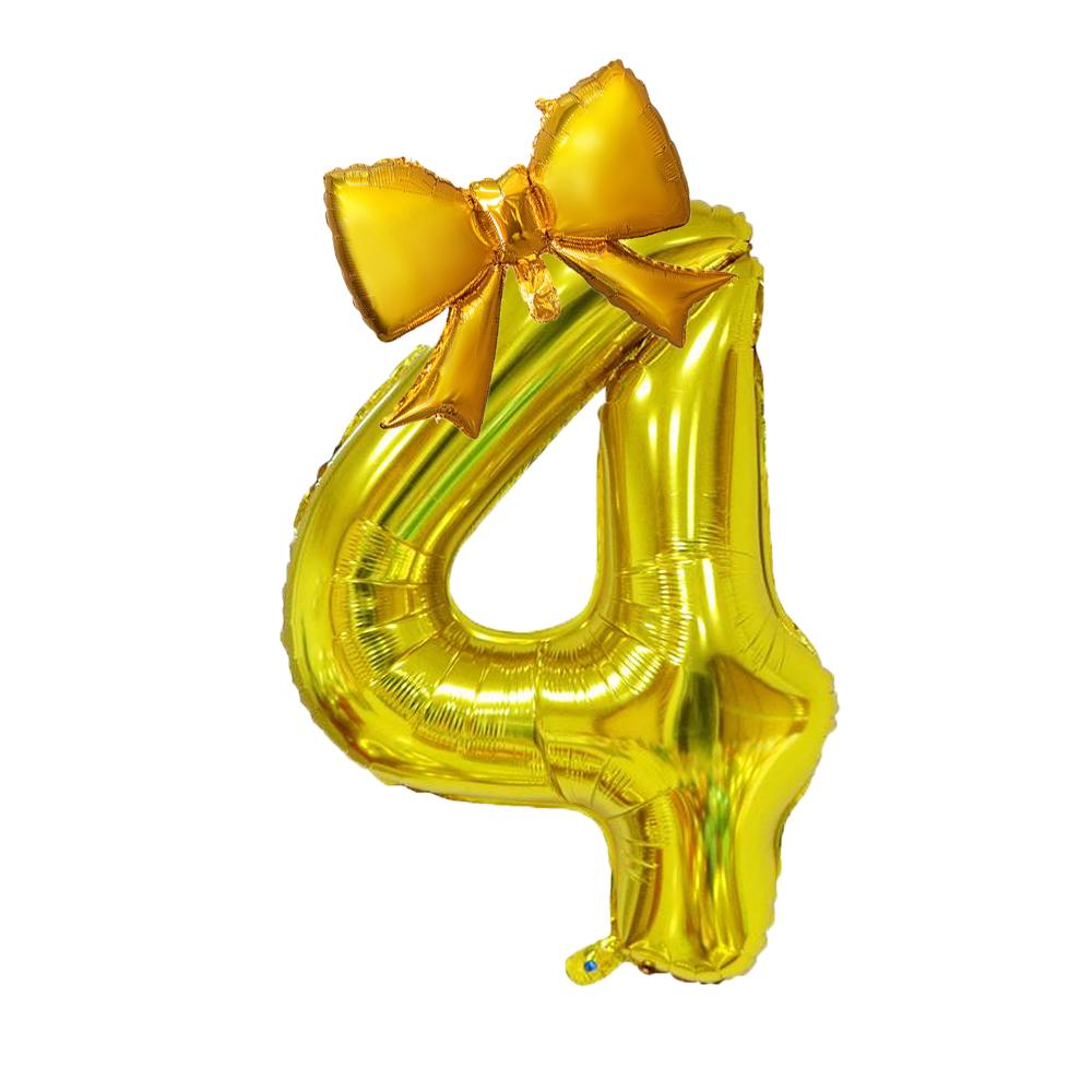 2Pcs 40Inch Gold Number Foil Balloon with Cute Bow Balloons For Kids Baby Girl 1st Birthday Party Decoration Favors Supplies