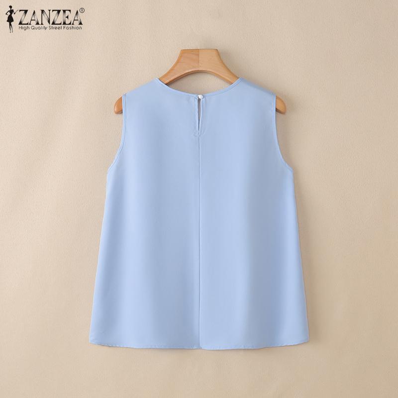 ZANZEA Women Casual Round Neck Summer Sleeveless Tank Tops