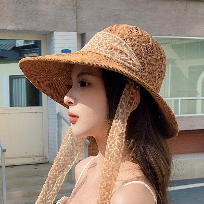 Neuer einfacher faltbarer Reiseurlaub Sonnenschutz Strand Fischerhut Strohhut Damen Sommer Sonnenschutzhut