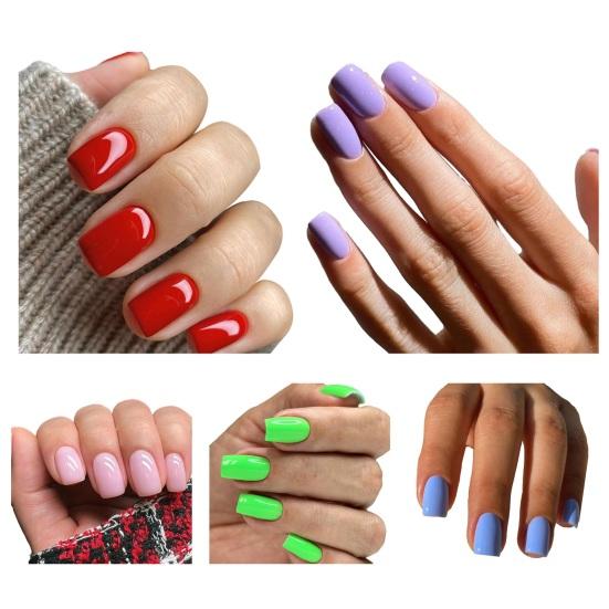 Čtvercové umělé nehty na dokonalých liniích Bezešvá kutikula Přirozeně vypadající Jemná nehtová lůžka Falešná