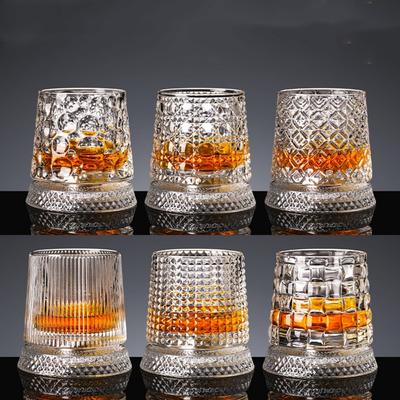 Crystal Rotating Whisky Tumblers Cocktail Whiskey Glasses Bar Drinkware for Bourbon & Scoth & Vodka, Whiskey Drinks Etc