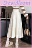 Cotton Blend Knit Midi Skirt With High Waist And Pleats For Fall Winter Fashion