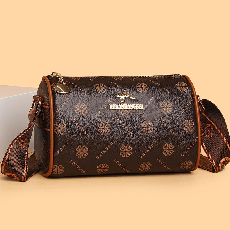 New large-capacity women s messenger bag, small round bag, shoulder bag, soft leather retro.