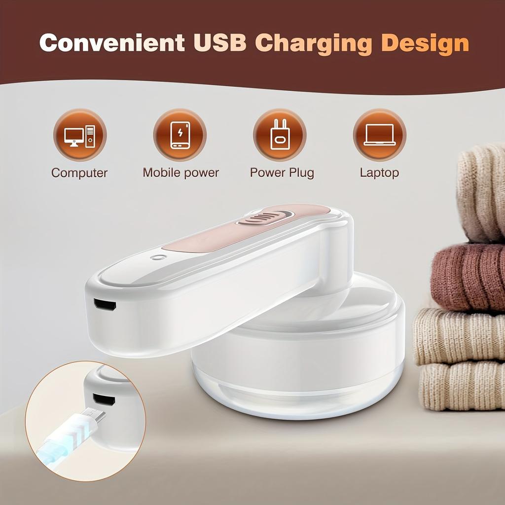 USB Rechargeable Electric Lint Remover - Fabric Shaver with One More Blade - Portable Fuzz Remover, Pilling Remover, Hairball Trimmer for Clothes