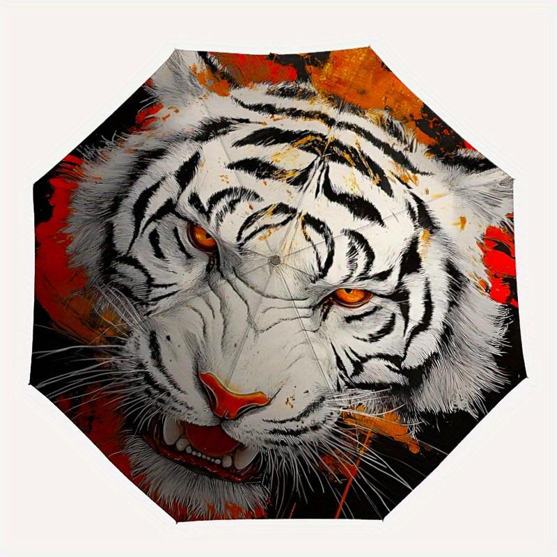 

1pc Tiger Face Umbrella - 8-Rib Automatic Open/Close, Fashionable Compact Umbrella for Outdoor Adventures yy250813192