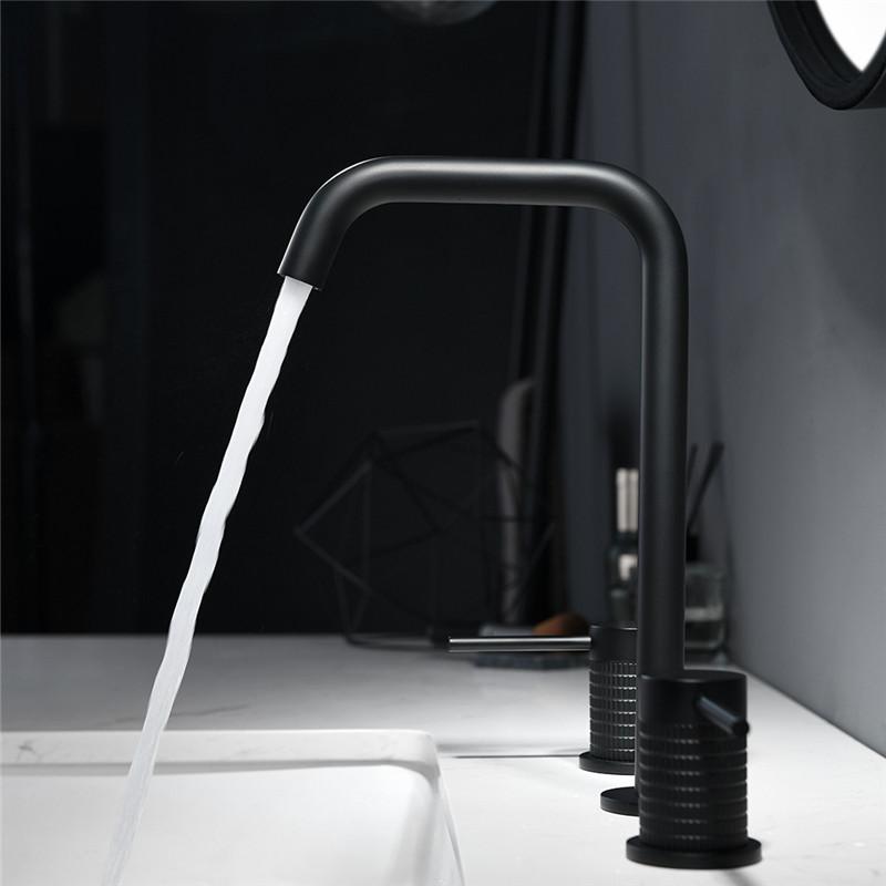 

Rose Gold Bathroom faucet widespread Gray Basin faucet Tap luxury Basin Mixer Hot And Cold Brushed Gold shower room sink Faucet чёрный