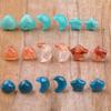 Boho Style Natural Stone Sterling Silver Earrings , Healing Crystal Heart Star Moon Shape Women Earring