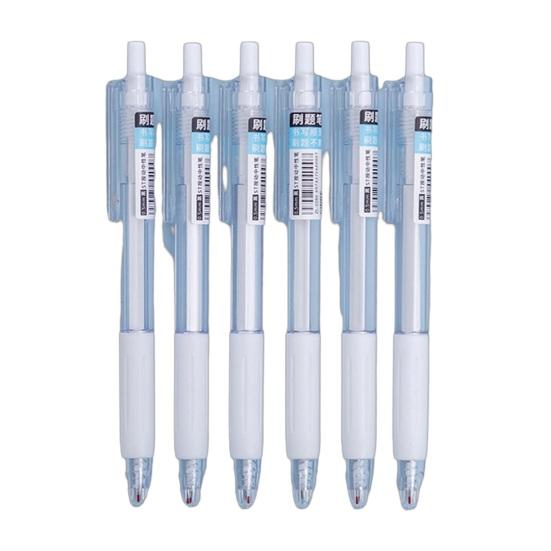 6Pcs Retractable Gel Pens 0.5mm Fine Nib Pen Smooth Writing Pen for Exams Students Fast-Drying Ink No-Skip School Office Supplies