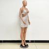 Women's Summer Dress Seaside Holiday Beach Dress Sleeveless Sequin Halter Dress