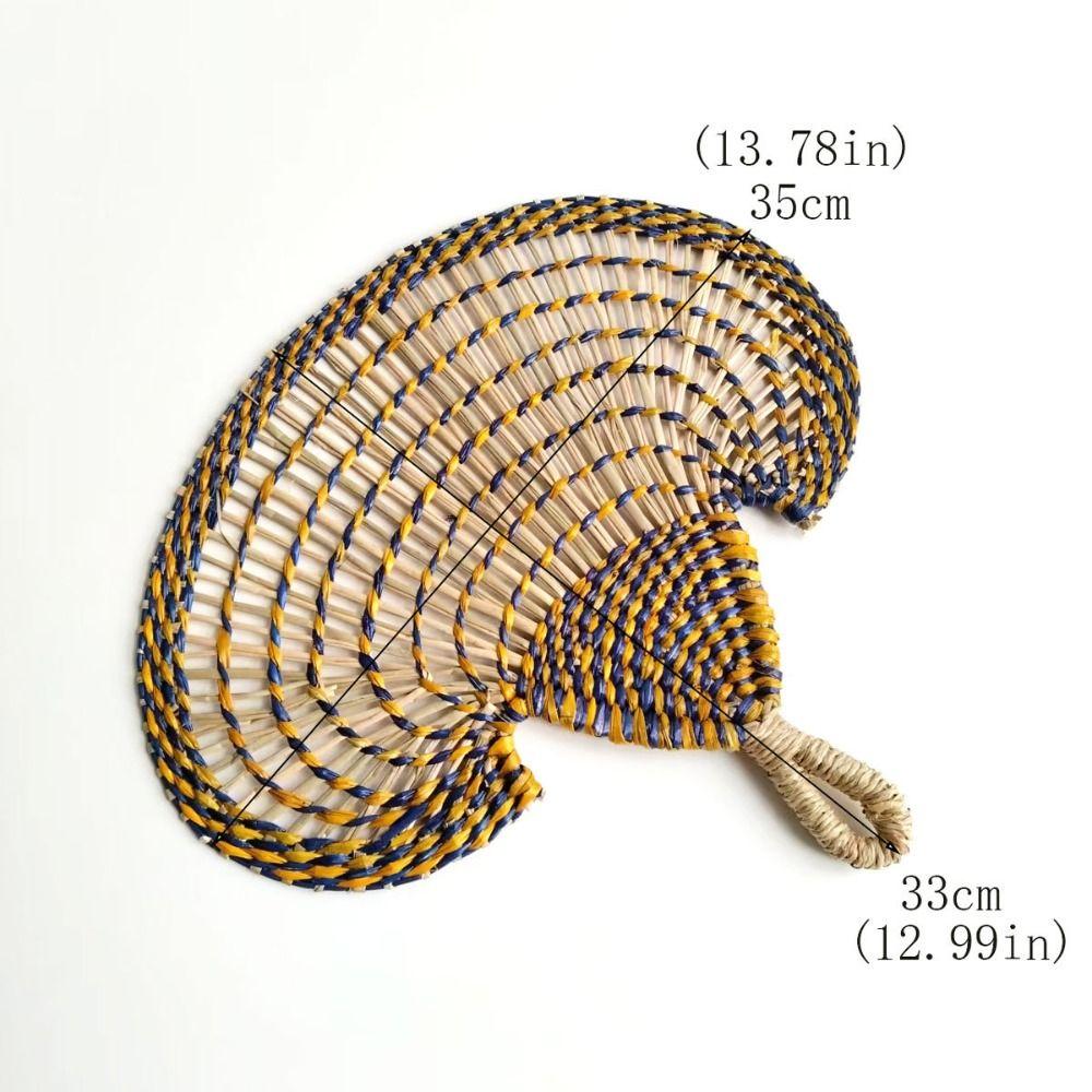 Bohemian Hand-woven Straw Fan Colorful Hand Braided Fan Decorative Handmade Fan  Beach