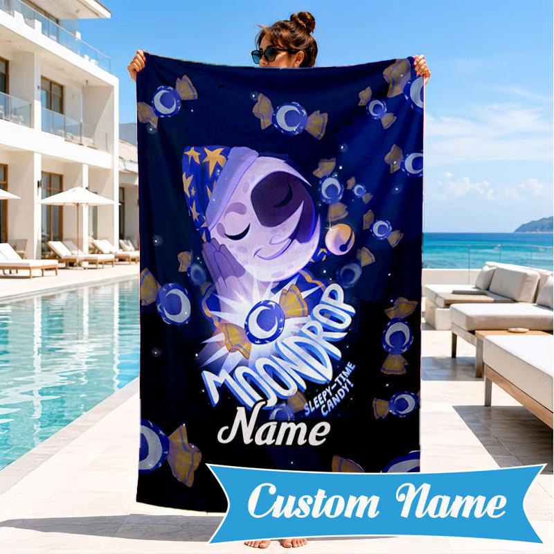 Custom Name Daycare Moon Drop Adventure Heart In Space Adventure Microfiber Beach Towel, Lightweight for Summer Travel, Swimming Pool Fan Gift