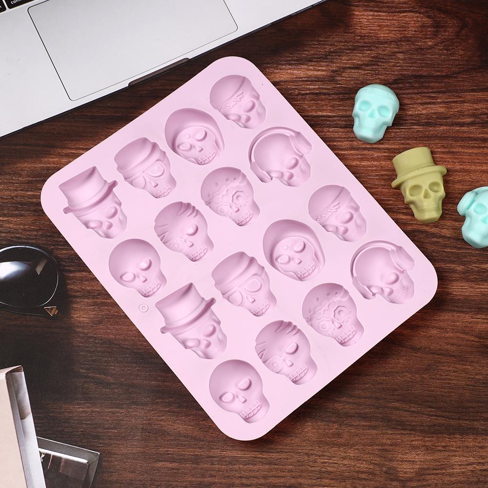 Skull Ice Cube Silicone Mold Halloween Creative Decoration Reusable DIY Candy Whiskey Chocolate Soap Kitchen Accessorie 6