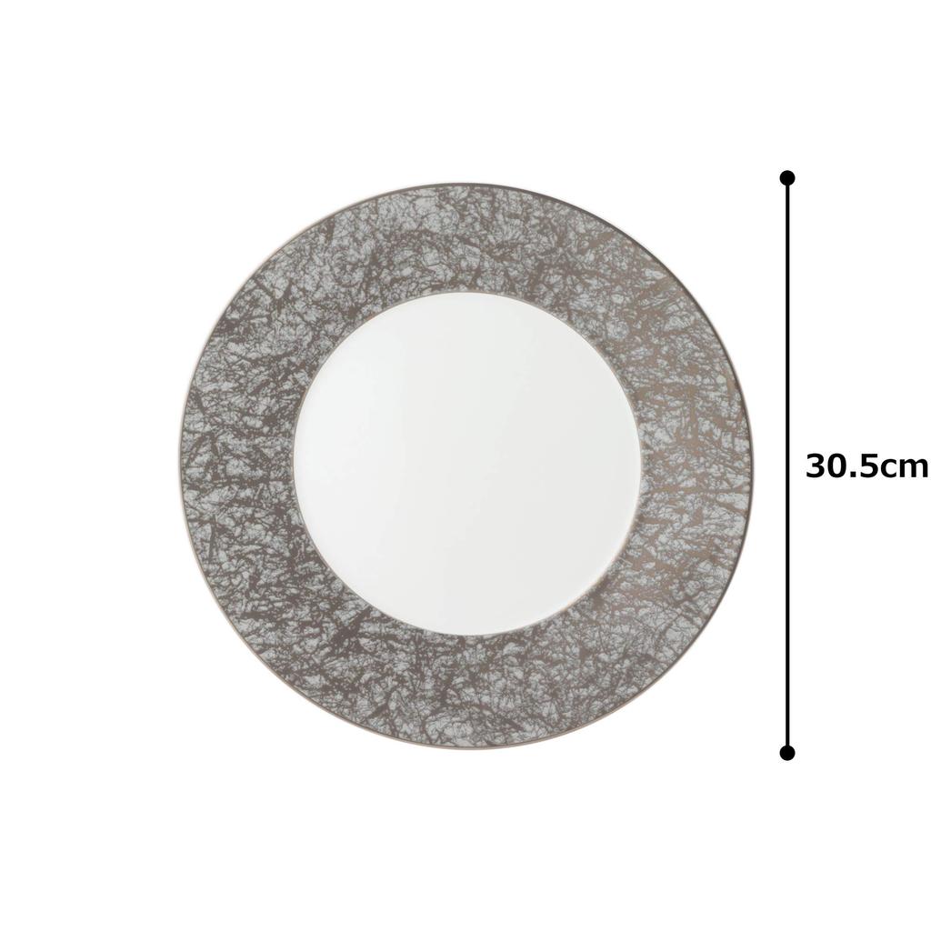 NARUMI Plate Washi 30cm Silver Stylish Elegant Large Plate Flat Plate Rim Made In Japan (Platinum) 51356-5727