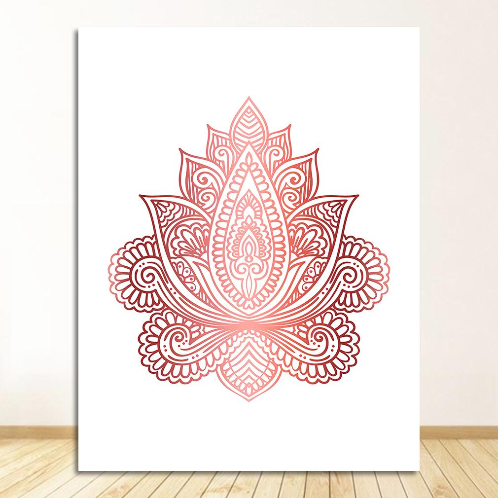 Wall Painting Decoration Picture Modern Room Decor Yoga Art Print Rose Gold Wall Art Flower of Life Poster Hamsa Canvas Painting
