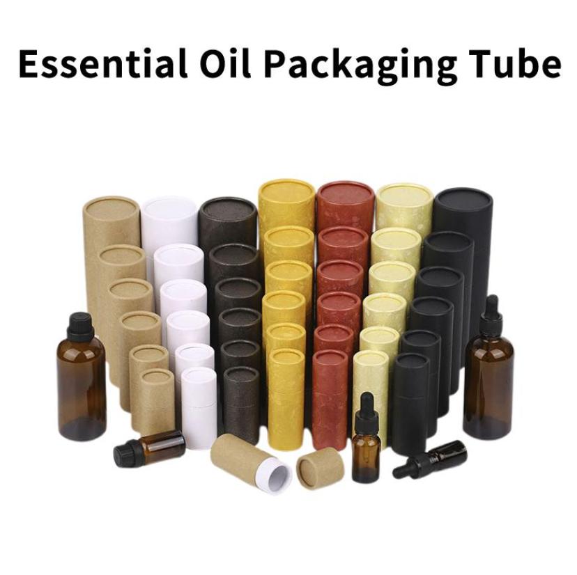 Kraft Paper Tube Jar 10ml 20ml 30ml Cylinder for Essential Oil Bottle Secure Packaging Box for Travel and Gift Wrapping