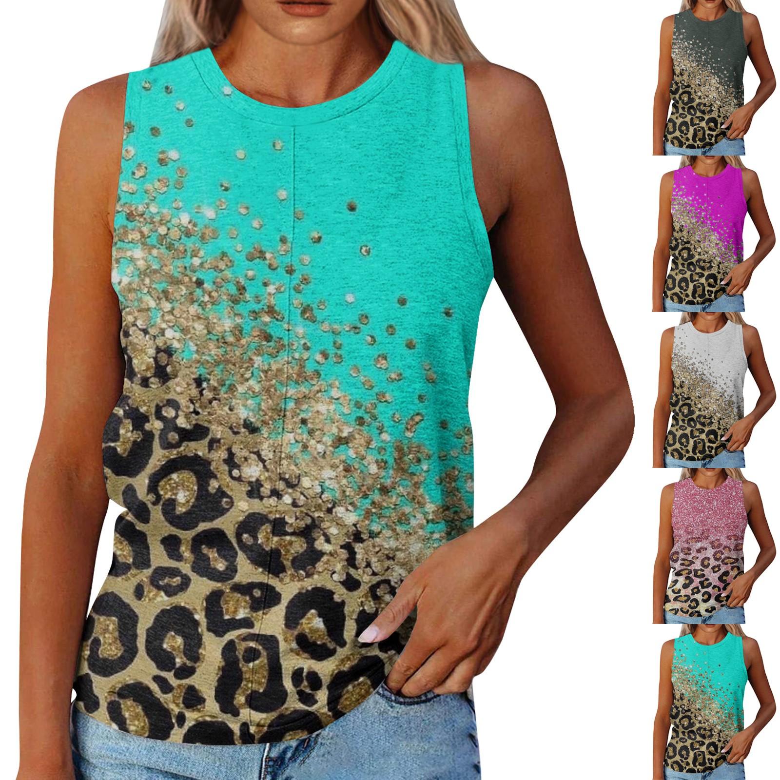 

(Spicy chicken)Womens Tank Tops Crewneck Loose Fit Basic Casual Print Sleeveless Shirts