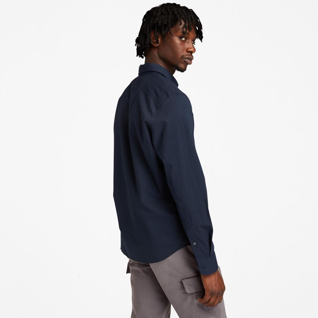 [Timberland] Long-Sleeve Washed Poplin Shirt for Men TB0A2ERT4331 Dark Sapphire L