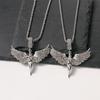 Three-Dimensional Winged Angel Diamond Pendant Necklace - Hip Hop Titanium Steel