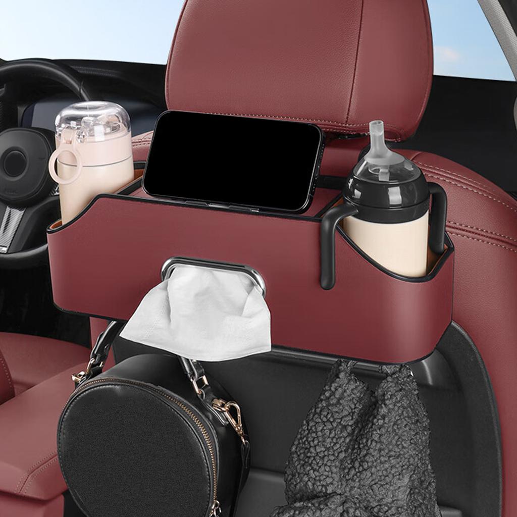 Car Back Seat Organizer with 2 Drink Cup Holder Tissue Box and Storage Box Hook Multi-functional Storage Box