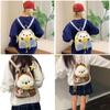 Checkered Dog Shell Pocket Cartoon Animal Plush Backpack For Student Commuting