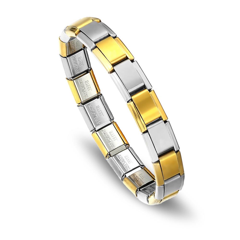 Italian Stainless Steel Love Heart & Star Modular Bracelet - Detachable Elastic Watch Band, European & American Fashion.