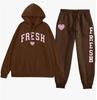 European Size Plus Fashion Printed Sweater Autumn and Winter Fleece Warm Hoodie Casual Sports Women's Suit
