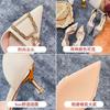 Rhinestone Square Buckle Fashion Hollow Pointed Head with Skirt Stiletto Single Shoes 2024 Summer and Autumn New French High Heels Women