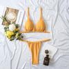 Costum de baie pentru femei, fără mâneci, mozaic triunghi, cu bretele din spate, seturi de bikini din două piese