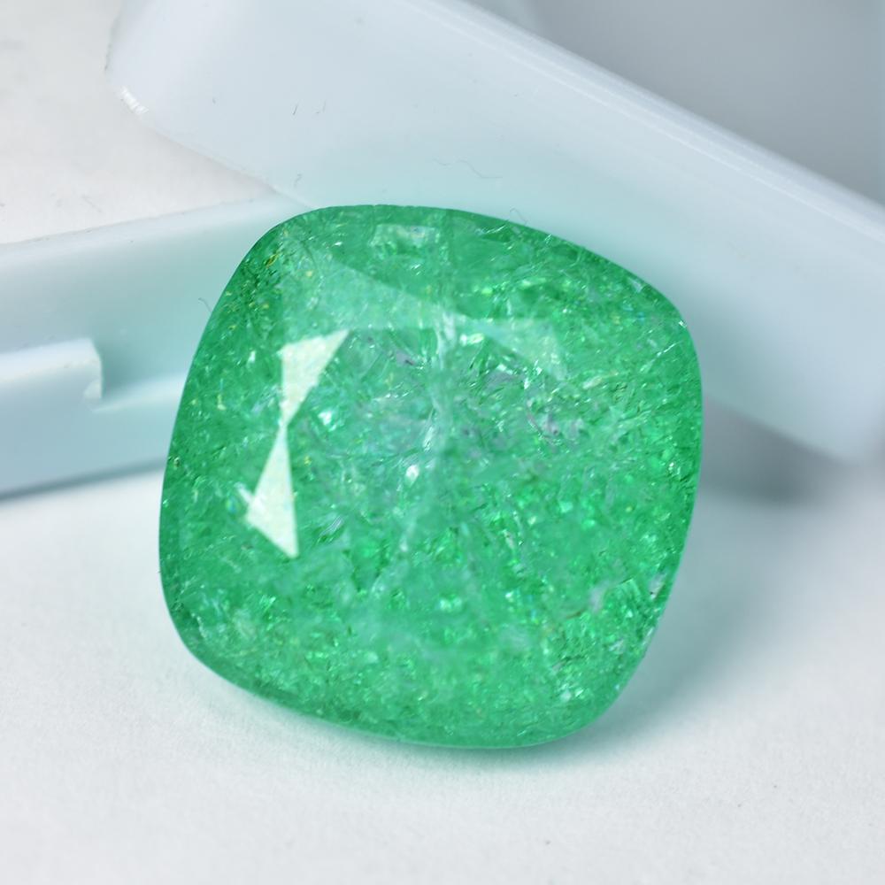 Natural Square Cushion Colombian Green Emerald 28.20 Ct Certified Gemstone