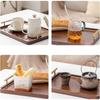 Wooden Serving Tray with Handles Coffee Dessert Snack Platter Bamboo Tea Tray Food Tray Decorative Tray for Kitchen Bedroom