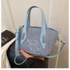 Spring new denim embroidery bag fashion niche large capacity shoulder shopping bag women's bag tide