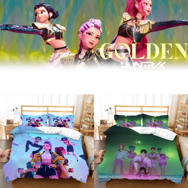 Kpop Hunters Demon Digital Print Duvet Cover Pillowcase Set Bedding Bedroom
