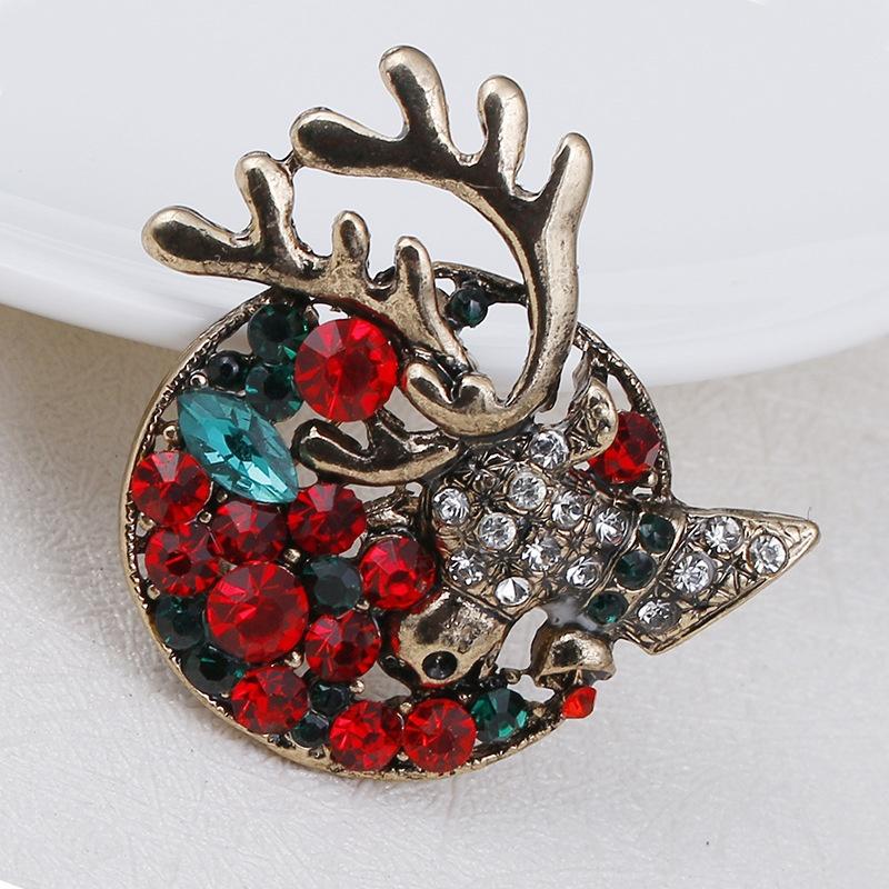 Christmas Rhinestone Christmas Tree Brooches For Women Unisex Botanical Deer Pin Office Party Friend Gifts Jewelry Accessories