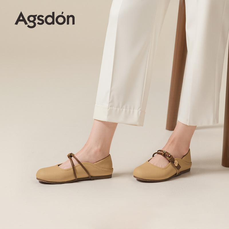 Augustine Mary Jane Shoes Women's 2025 New Autumn French Soft-soled Shallow-mouth Single Shoes, Two Sandals for One Pedal