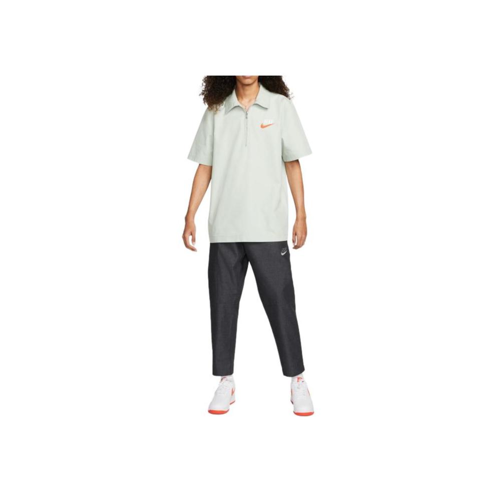 Nike Embroidered Logo Half-Zip Short-Sleeve Polo Shirt Men Tops Mint-Green DM5283-017