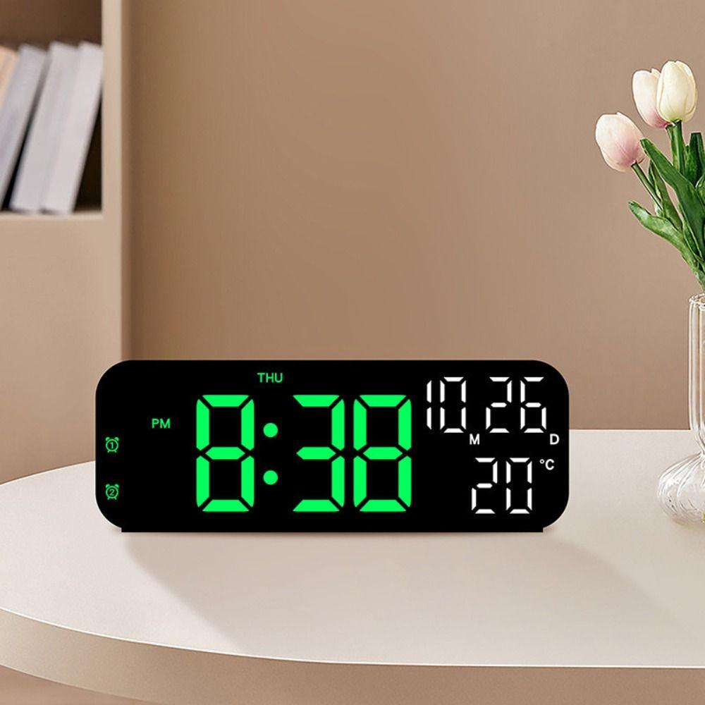 12/24H Format Large Digital Clock Voice Control Alarm Clock Dual Control Table Clock  Office Decor