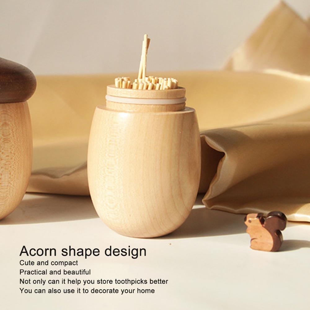 Wood Acorn Toothpick Container Rounded Toothpick Holder Dispenser Wood Toothpick Holder Office Use