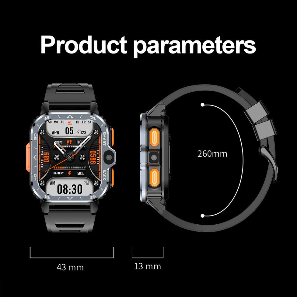 PGD 4G Android Smart Phone Watch Square Sleep Tracker IP67 RAM 2GB ROM 16GB SIM Card Dual Camera WiFi GPS Waterproof