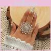 Adjustable Stylish Vintageinspired Alloy Ring With Gorgeous Sunflower Accent Women For