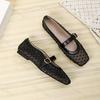 Fashion Niche Mesh Ballet Style Women's Shoes Spring 2025 New Style Breathable Hollow Retro Flat Sole Sandals Elegant Fishing Net Shoes