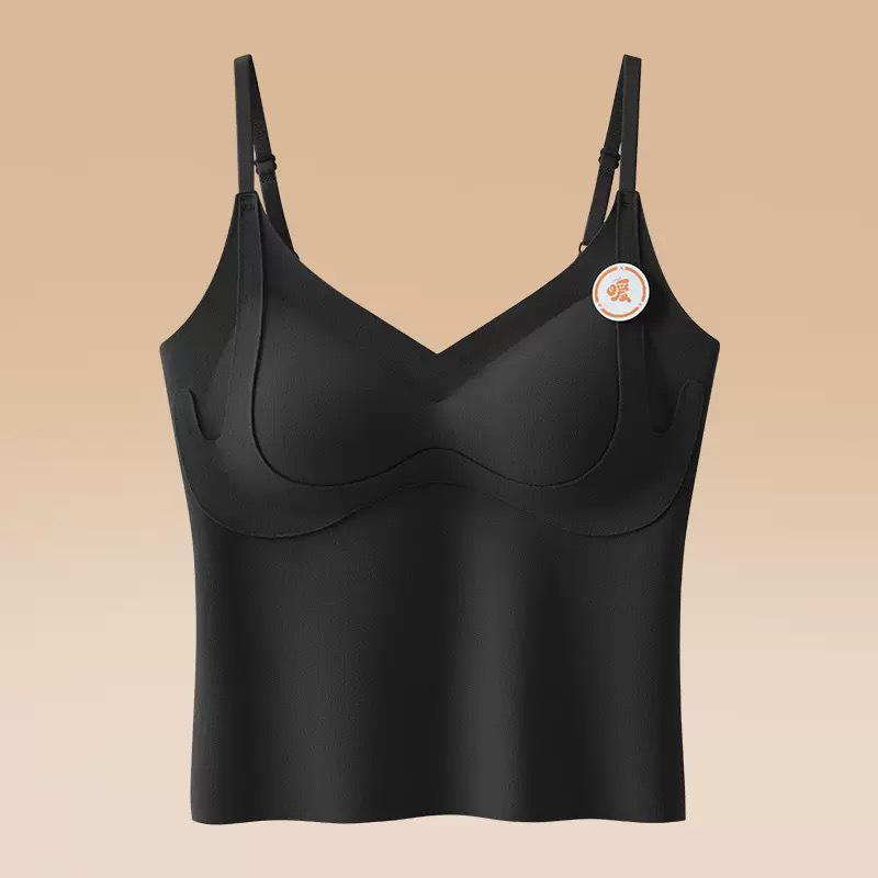 

Women s Warm Camisole Tank Top with Built-in Bra, Heat-Generating, Brushed Inner Layer for Autumn/Winter. L [100-120 jin] чорний