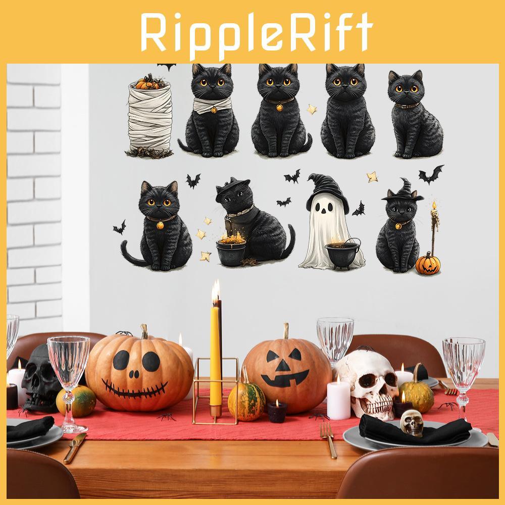 Cute Black Halloween Cat Bat Ghost Bedroom Home Decoration Stickers Wall