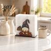 Cute Turkey Pattern Table Ornament Thanksgiving Solid Wood Napkin Holder, Fall Harvest Gnome Scarecrow Tissue Wooden Paper Towel Holder Dispenser,