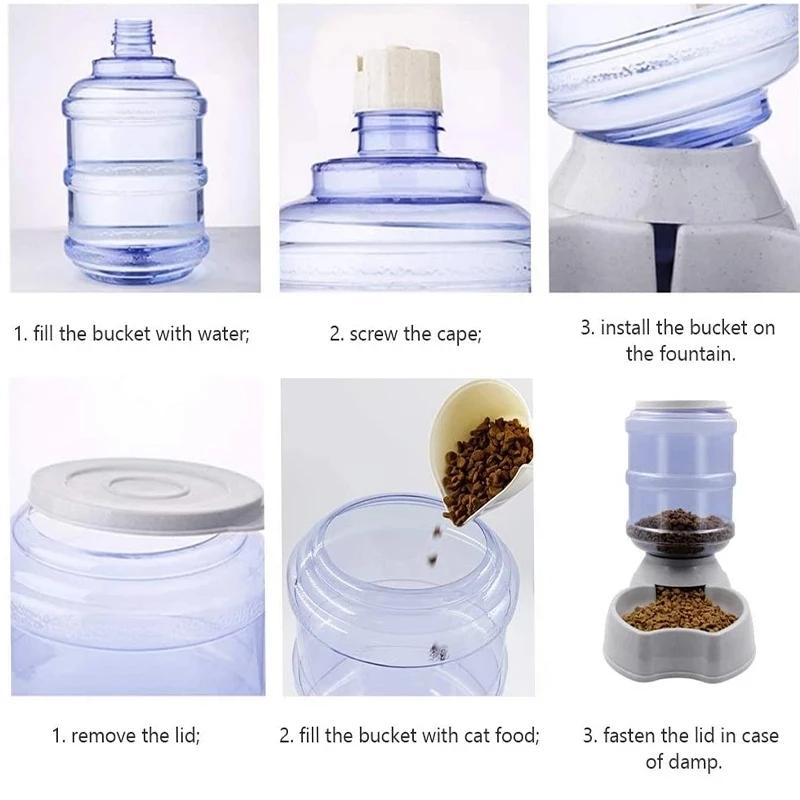 Automatischer Futter- und Wasserspender für Haustiere, Katzen- und Hundefutternapf, Wasserspender, große Kapazität, Schüssel für Katzen und Hunde, Füttern, Trinken, Katzenzubehör