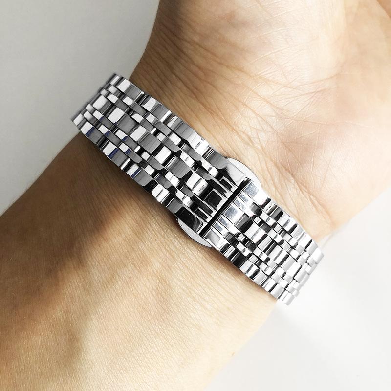 Replacement Strap for Women's Watch Stainless Steel Butterfly Clasp Solid Steel Band