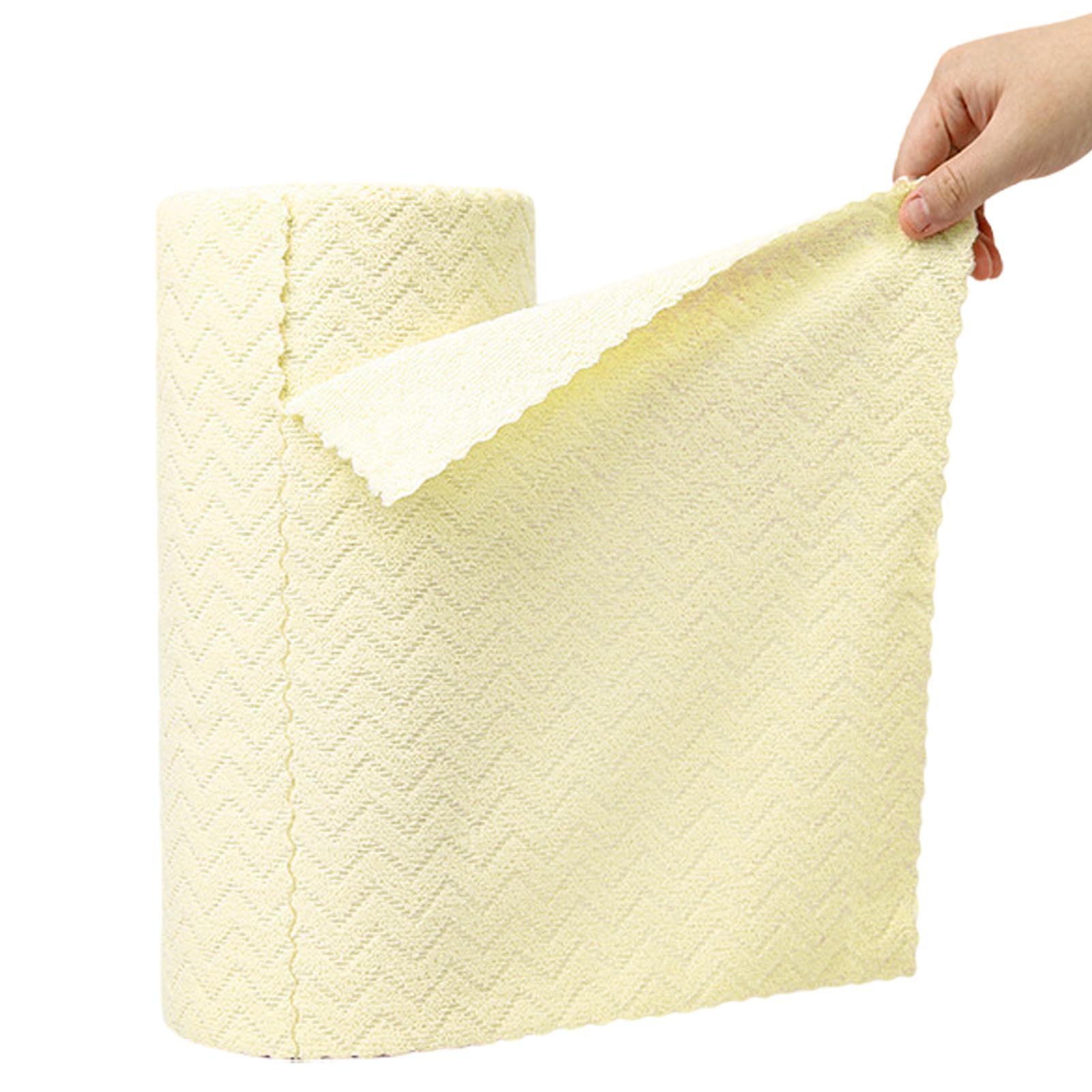 

1Roll Tear Off Microfiber Cleaning Wipe Multi-Purpose Disposable Tableware Napkins Lint-free Home Cleaning Cloth 30PCS/Roll світло-жовтого кольору