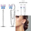 925 Sterling Silver Purple Series Feather Butterfly Dream Catcher Firefly Zircon Earrings for Women Luxury Jewelry Wedding Gift
