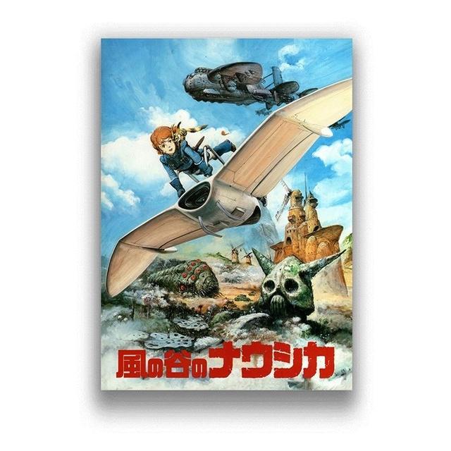 Porco Rosso Up Castle In The Sky Hayao Miyazaki Canvas Painting Pictures On The Wall Vintage Poster Decorative Home Decor