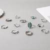 Ring Vintage Turquoise Crescent Carving Hollow 12 Piece Set Ring Women